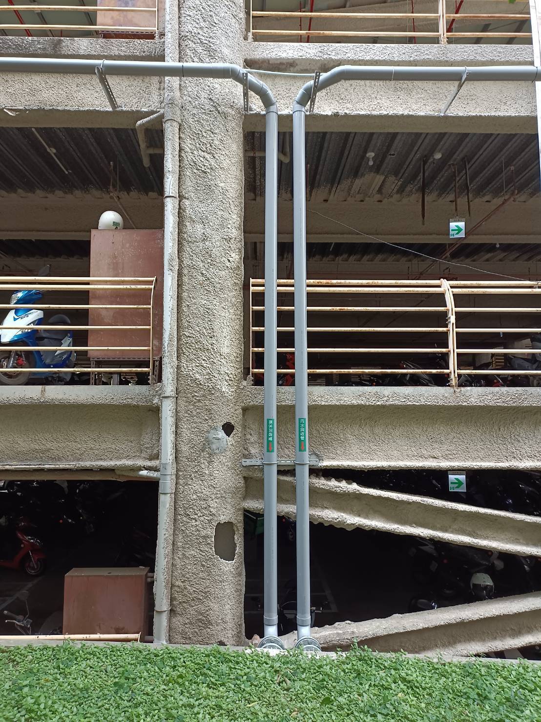 Motorcycle Parking Tower Rainwater Harvesting Intake